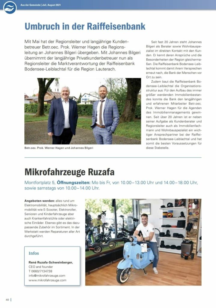 Mikrofahrzeuge Ruzafa Escooter Lauterach Fenster