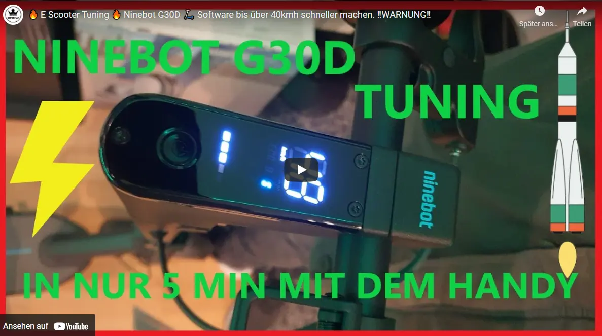 🔥 E Scooter Tuning 🔥 Ninebot G30D 🛴 Software bis über 40kmh