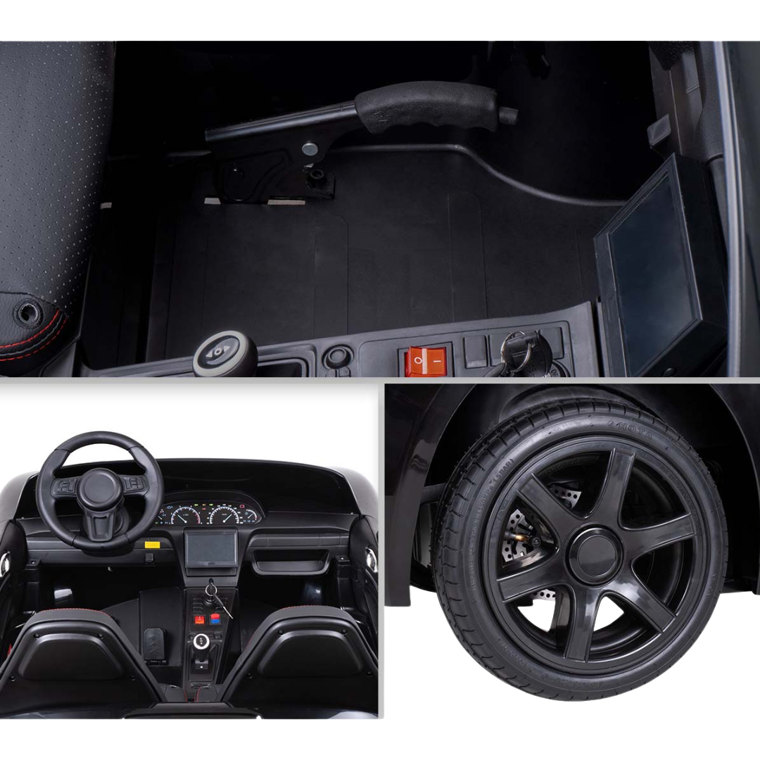 Kinderfahrzeug elektrisch groß XXL Porsche 24V doppelsitzer bis 16 km/h in  schwarz