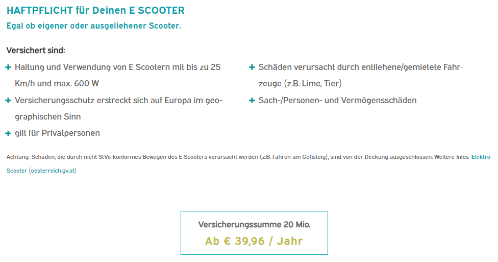 Versicherung für E-Scooter