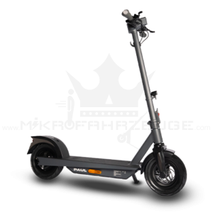 Der TRITTBRETT PAUL E-Scooter mit Bosch-Motor und LG-Akku – Hochleistungs-E-Scooter mit bis zu 75 km Reichweite, integriertem Blinksystem und 11-Zoll-Reifen für Komfort und Sicherheit.