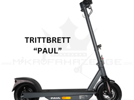 Der TRITTBRETT PAUL E-Scooter mit Bosch-Motor und LG-Akku – Hochleistungs-E-Scooter mit bis zu 75 km Reichweite, integriertem Blinksystem und 11-Zoll-Reifen für Komfort und Sicherheit.