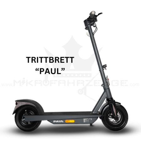 Der TRITTBRETT PAUL E-Scooter mit Bosch-Motor und LG-Akku – Hochleistungs-E-Scooter mit bis zu 75 km Reichweite, integriertem Blinksystem und 11-Zoll-Reifen für Komfort und Sicherheit.