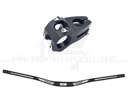 Hochwertiger schwarzer Lenker- und Vorbau für Smartgyro und weitere E-Scooter, CNC-gefertigt aus 6061-Aluminium für maximale Stabilität