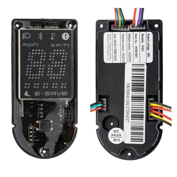 Original NIU KQi3 Display 48V – Hochwertiges Dashboard mit übersichtlicher Anzeige von Geschwindigkeit, Akkustand und Fahrmodi Anischt von hinten