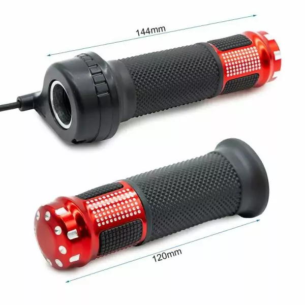 E-Scooter Drehgasgriff mit 3-Pin 8 mm Rundstecker & Alu-Griffen in ABmessungen