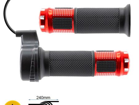 E-Scooter Drehgasgriff mit 3-Pin 8 mm Rundstecker & Alu-Griffen in Rot