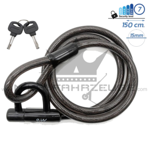 Ewheel EWLK014 Schloss – Sicherheitsschloss Schwarz für E-Scooter & E-Bike – Frontansicht