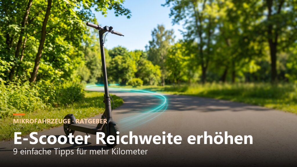 E-Scooter auf sonnigem Radweg – Reichweite erhöhen