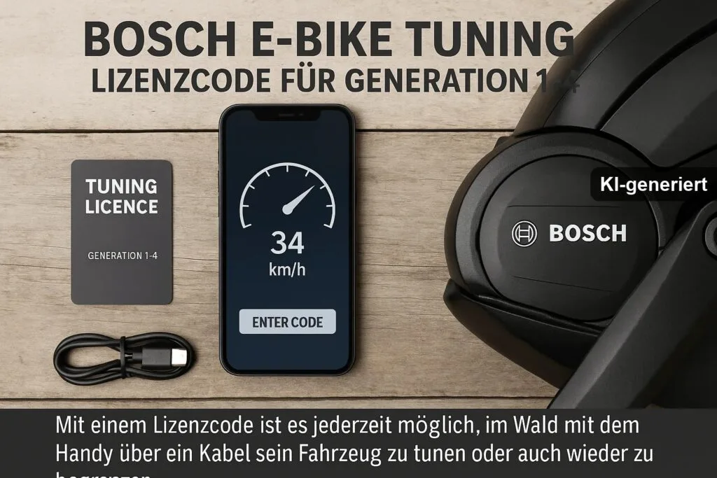 Bosch Ebike Tuning Digitaler Lizenzcode ohne Hardware Tuningchip (KI-generiertes Bild)
