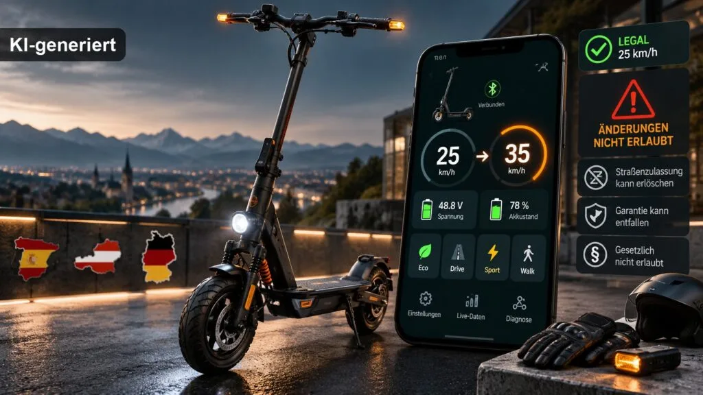 KuKirin Manager App 2026 – KuKirin einfach schneller machen per Tuning App (KI-generiertes Bild)