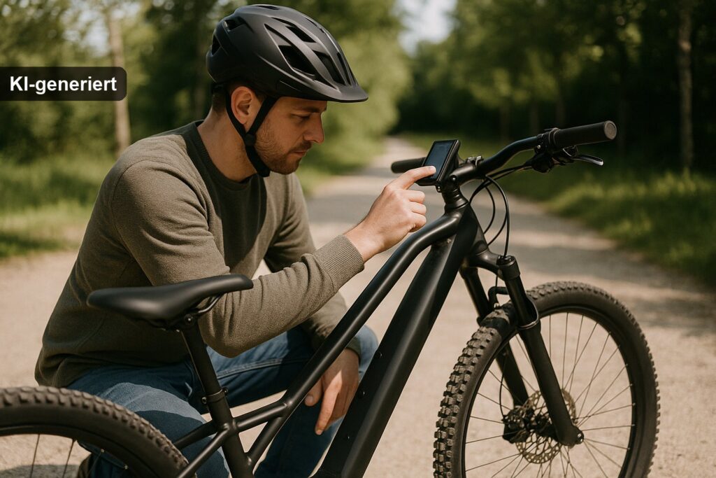 E-Bike Tuning Lizenzcode am Display eines Yamaha-Motors eingeben – digitale Entsperrung ohne Chip (KI-generiertes Bild)