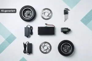 E-Scooter Ersatzteile – Reifen, Akku, Bremsen und Zubehör im Überblick (KI-generiertes Bild)