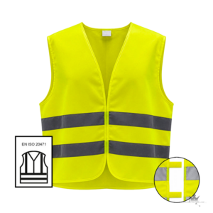 Reflexweste RFT-007 – Fluoreszierend Gelb EN ISO 20471 – Frontansicht