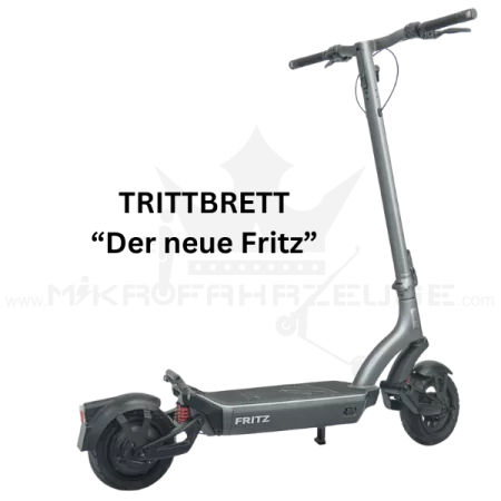 Der TRITTBRETT Fritz E-Scooter mit einer Peak-Leistung von 1620 Watt und urbanem Design – leistungsstarker E-Scooter für Stadtfahrten und Abenteuer abseits der Straße.