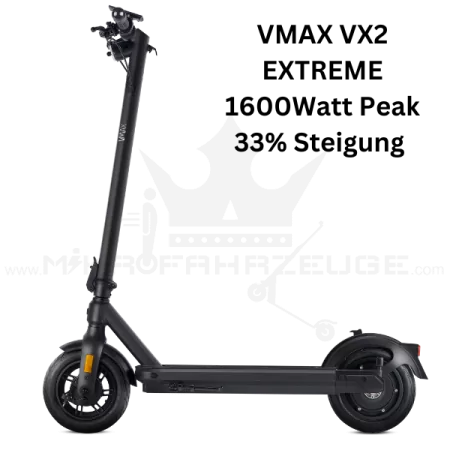 Der VX2 Extreme E-Scooter mit leistungsstarkem 500W Motor, 70 km Reichweite und integrierten Blinkern – ideal für Stadtfahrten und Abenteuer im Gelände.