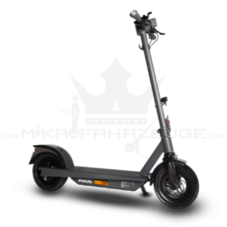 Der TRITTBRETT PAUL E-Scooter mit Bosch-Motor und LG-Akku – Hochleistungs-E-Scooter mit bis zu 75 km Reichweite, integriertem Blinksystem und 11-Zoll-Reifen für Komfort und Sicherheit.