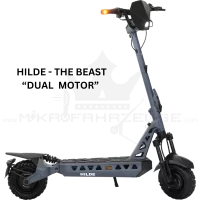 Der TRITTBRETT Hilde – The Beast E-Scooter mit kraftvollen Dual Motoren, robustem Design und flexiblen Antriebsoptionen. Ein Hochleistungs-E-Scooter mit bis zu 45 km Reichweite und Samsung Schnelllade-Akku für maximale Power und ungebremsten Fahrspaß.